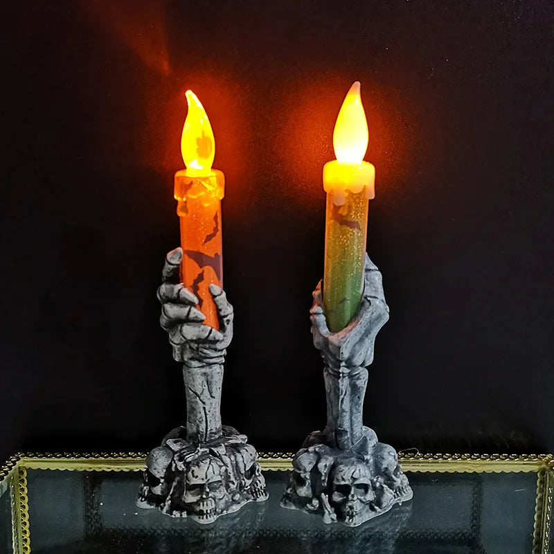 Spooky Skeleton Hand LED Candle